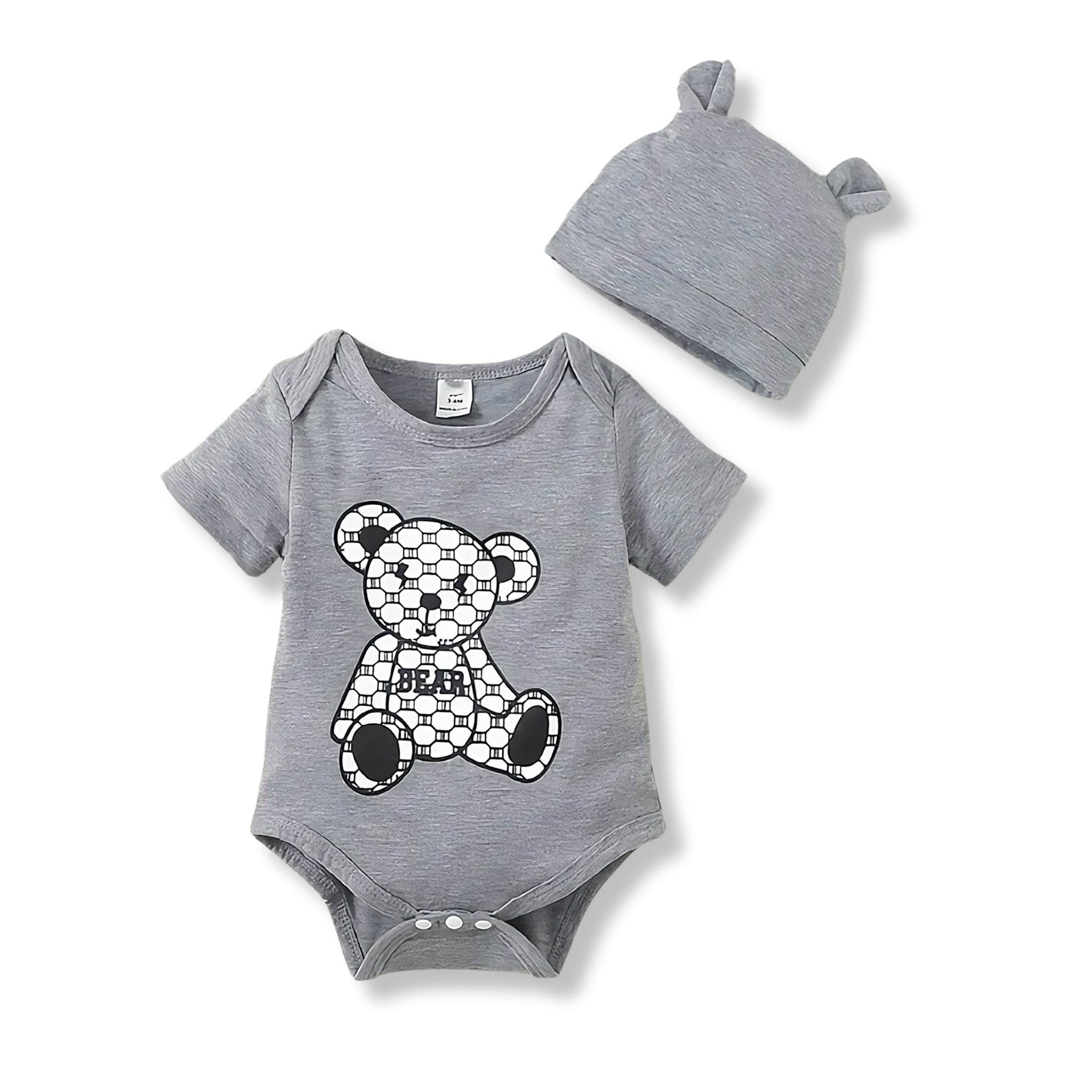 Bear-y Cute Romper Boys Clothing Baby Boujee Grey 0-1M 