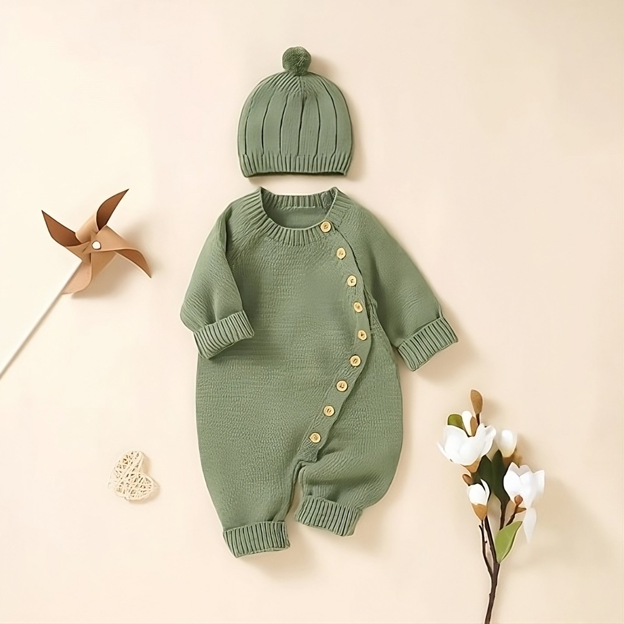 Cozy Cuddle Romper Unisex Clothing Baby Boujee Green 3M 