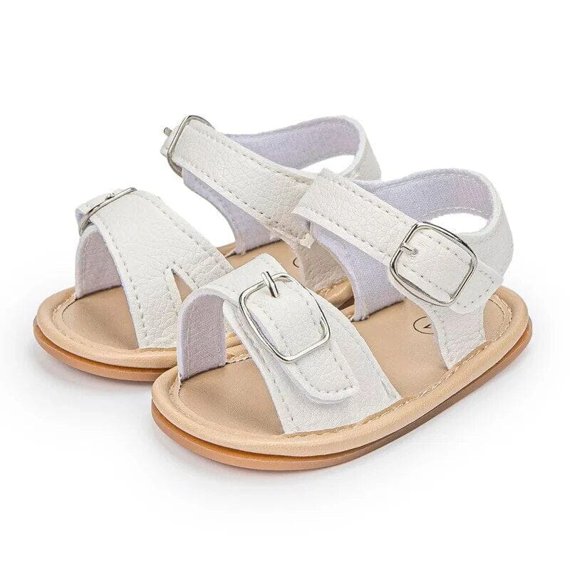 Sunny-Buckle Baby Sandals Shoes + Socks Baby Boujee White 0-6M 