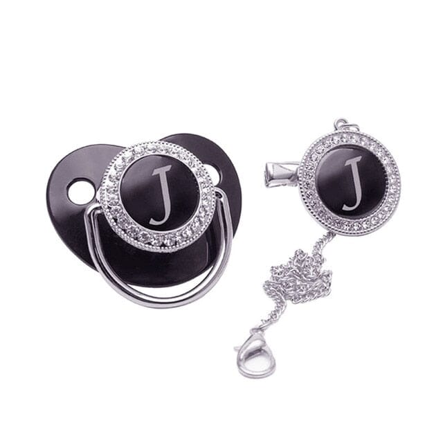 Luxe Baby Pacifier – Black & Silver Accessories + Essentials USAdrop J 