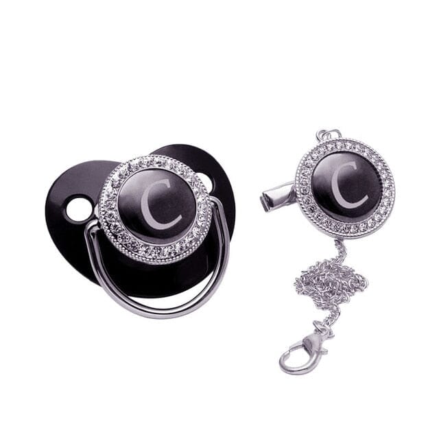 Luxe Baby Pacifier – Black & Silver Accessories + Essentials USAdrop C 