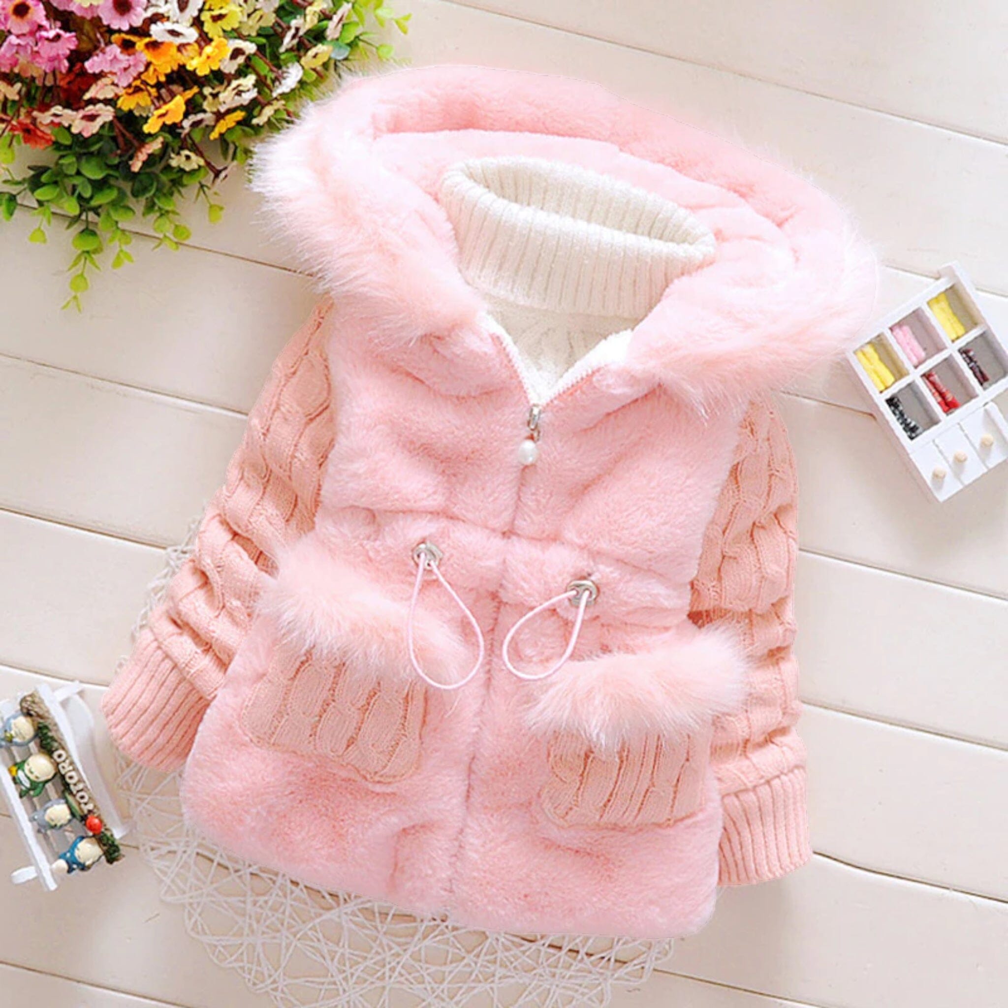 Fluffikins Coat Girls Clothing USAdrop Pink 9M 