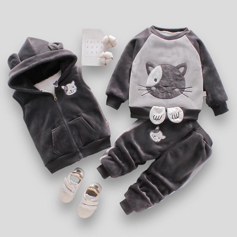 Mini Cat Tracksuit Set Girls Clothing Baby Boujee Grey 6M 