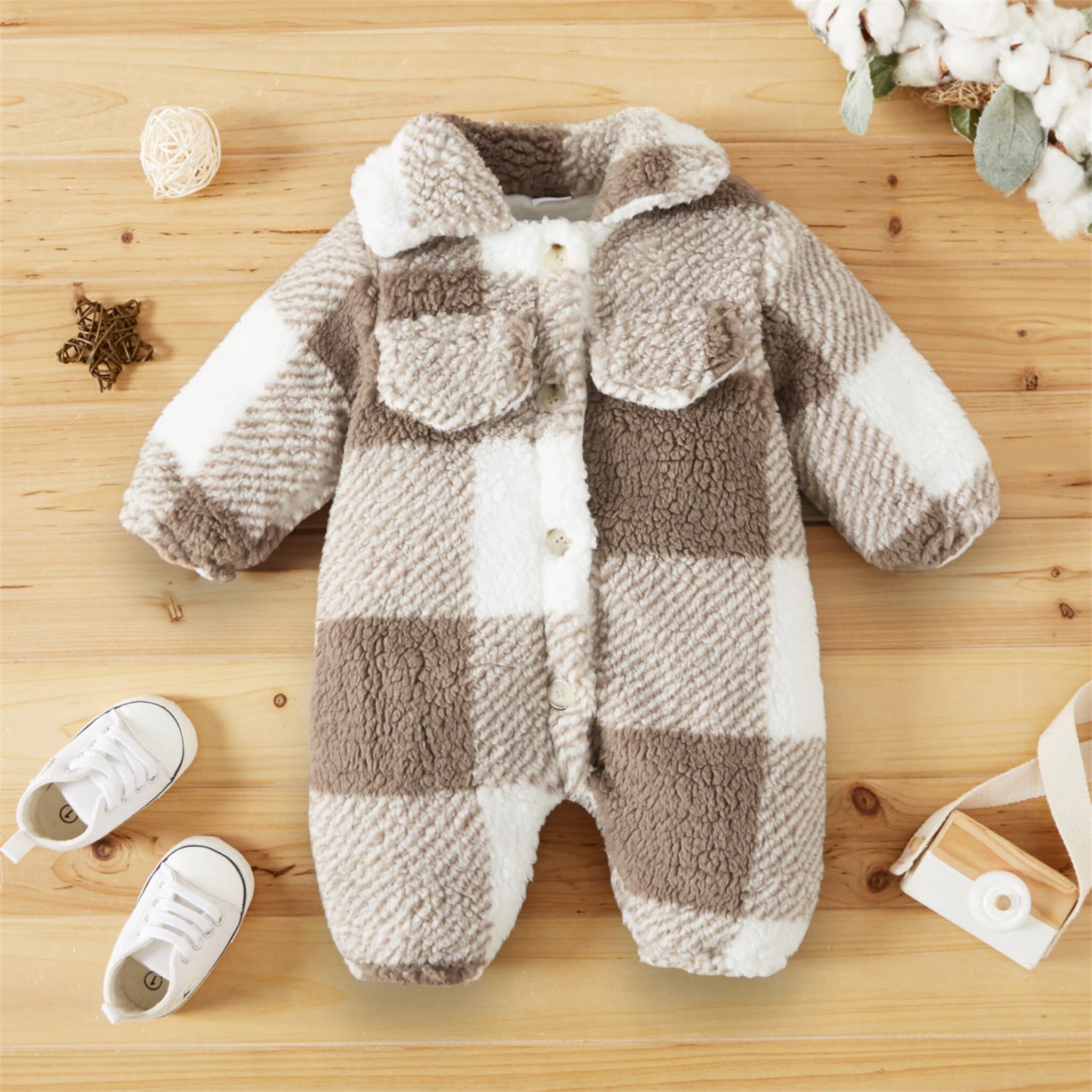 Cloud Nine Romper Newborn + Infant Baby Boujee Khaki 0-3M 