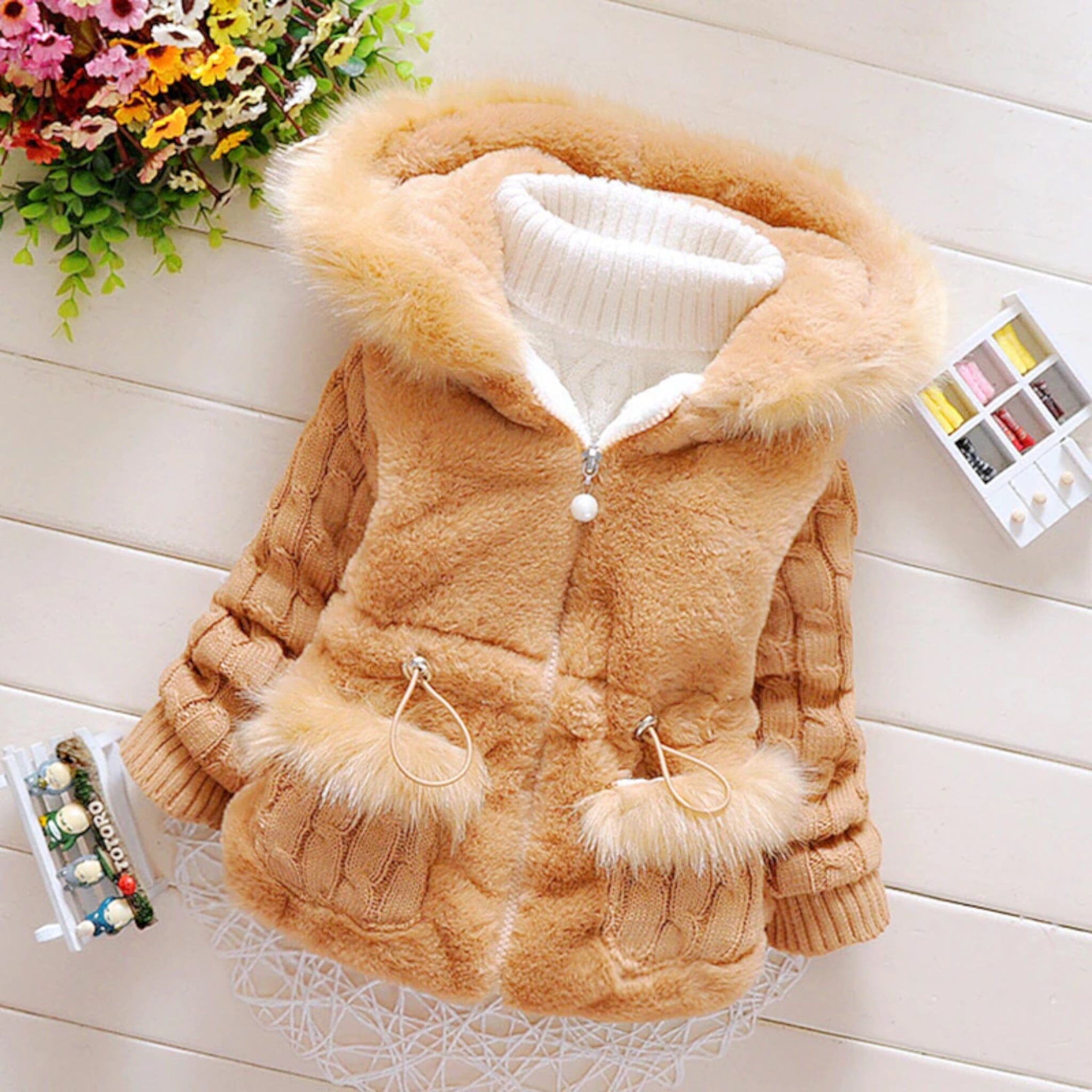 Fluffikins Coat Girls Clothing USAdrop Tan 9M 