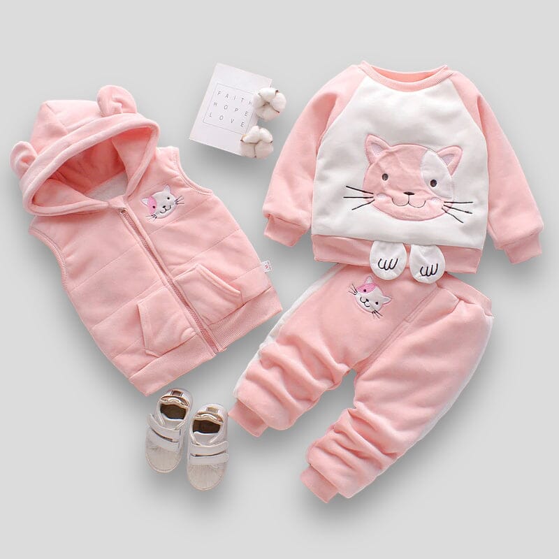 Mini Cat Tracksuit Set Girls Clothing Baby Boujee Pink 6M 