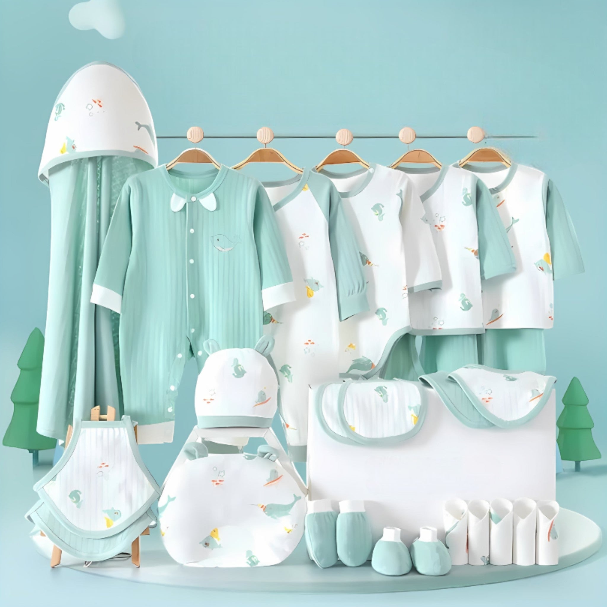 Little Explorer Gift Set Unisex Clothing Baby Boujee Surf Green 0-3M 