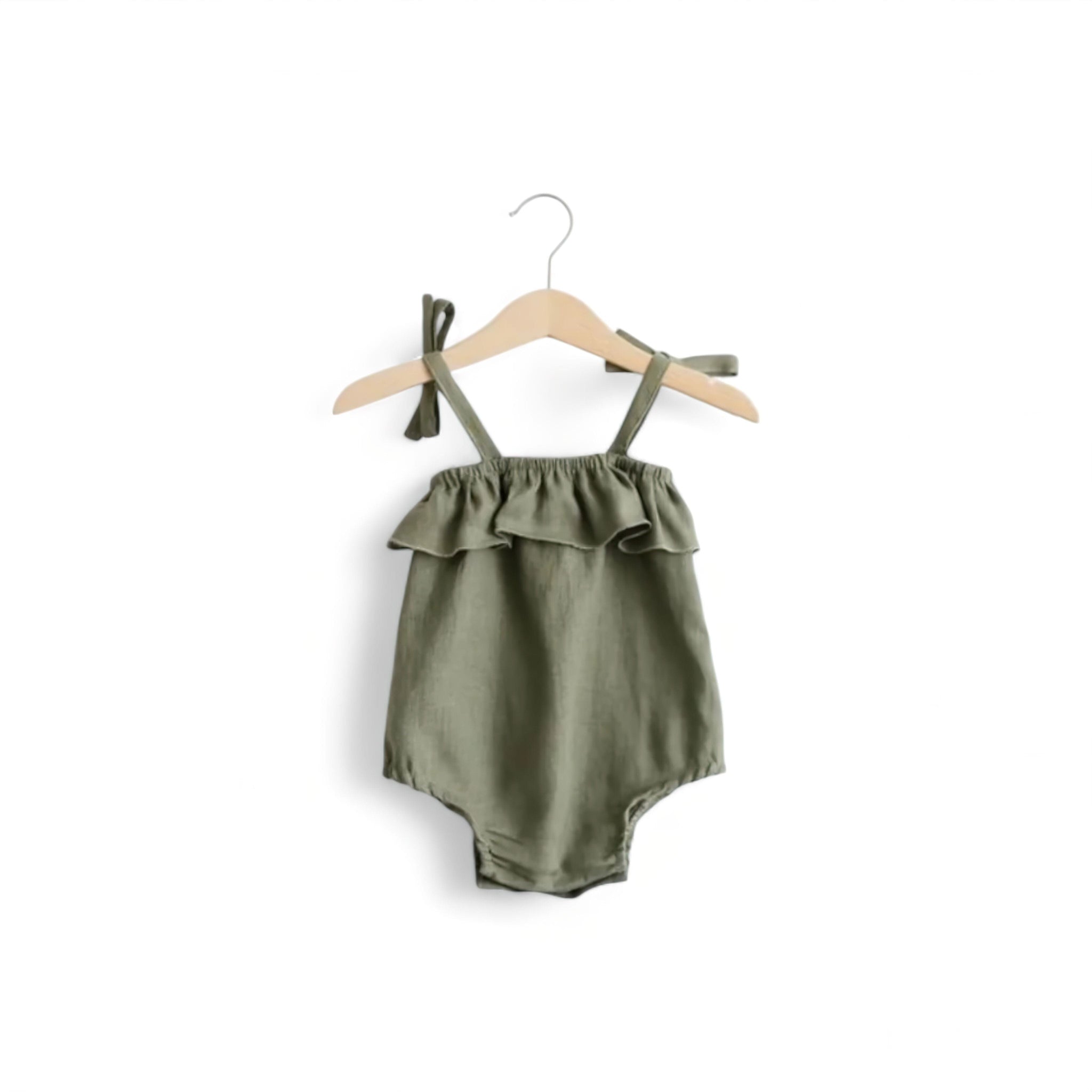 Ruffle Baby Romper Baby Boujee Green 3-6M 