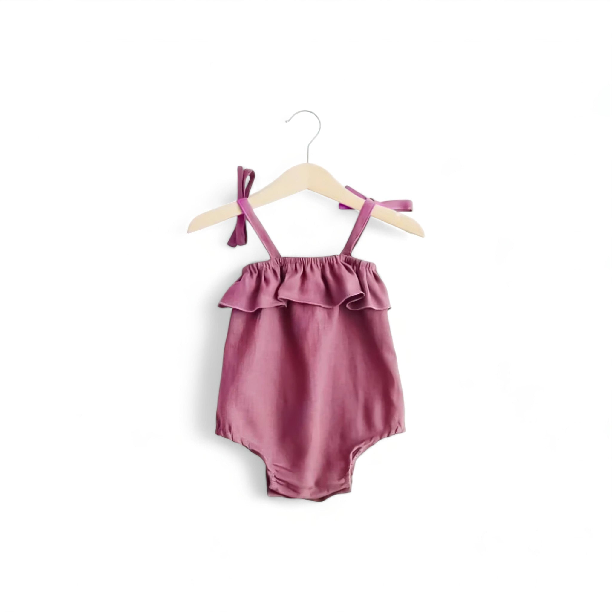 Ruffle Baby Romper Baby Boujee Purple-Pink 3-6M 