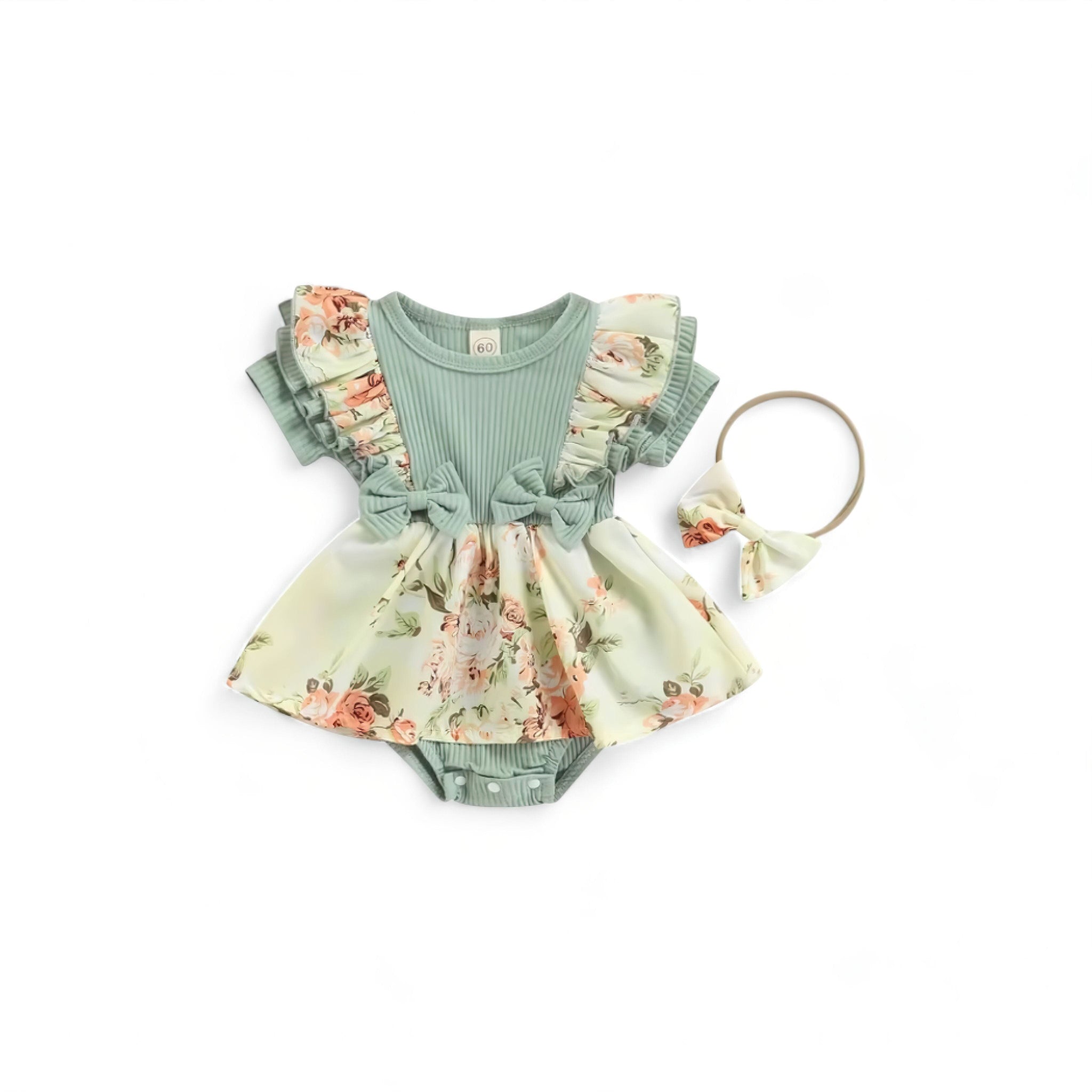 Floral Play Dress Baby Boujee Green 0-3M 