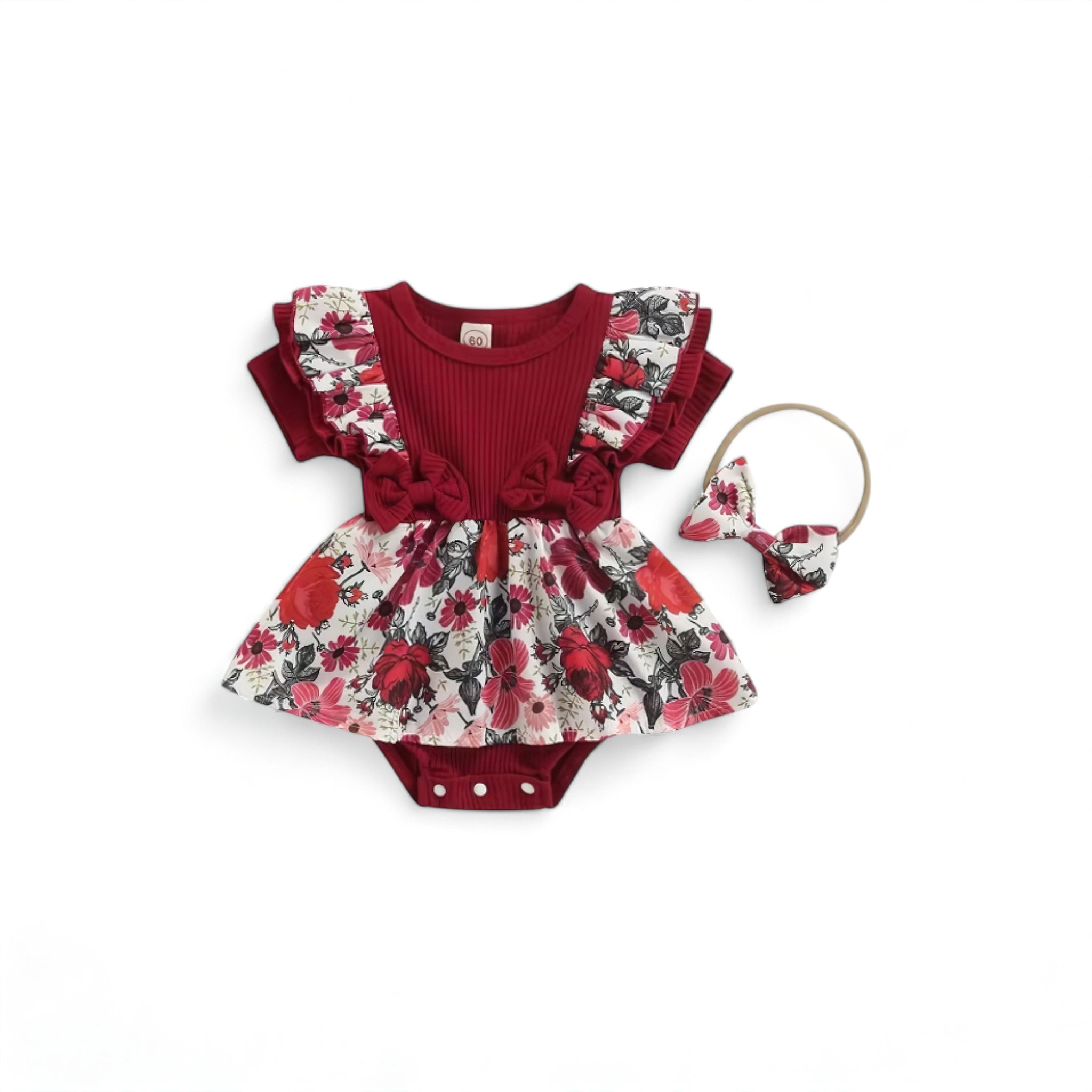 Floral Play Dress Baby Boujee Red 0-3M 