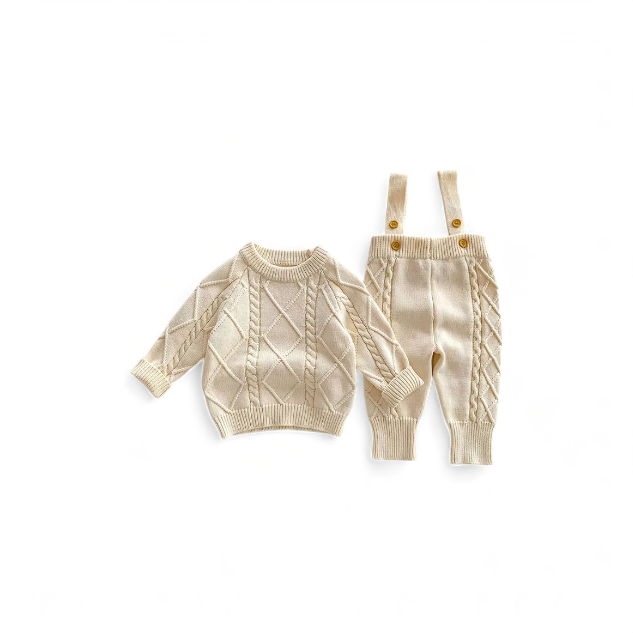 Lovely Knit Overalls Baby Boujee Beige 0-3M 