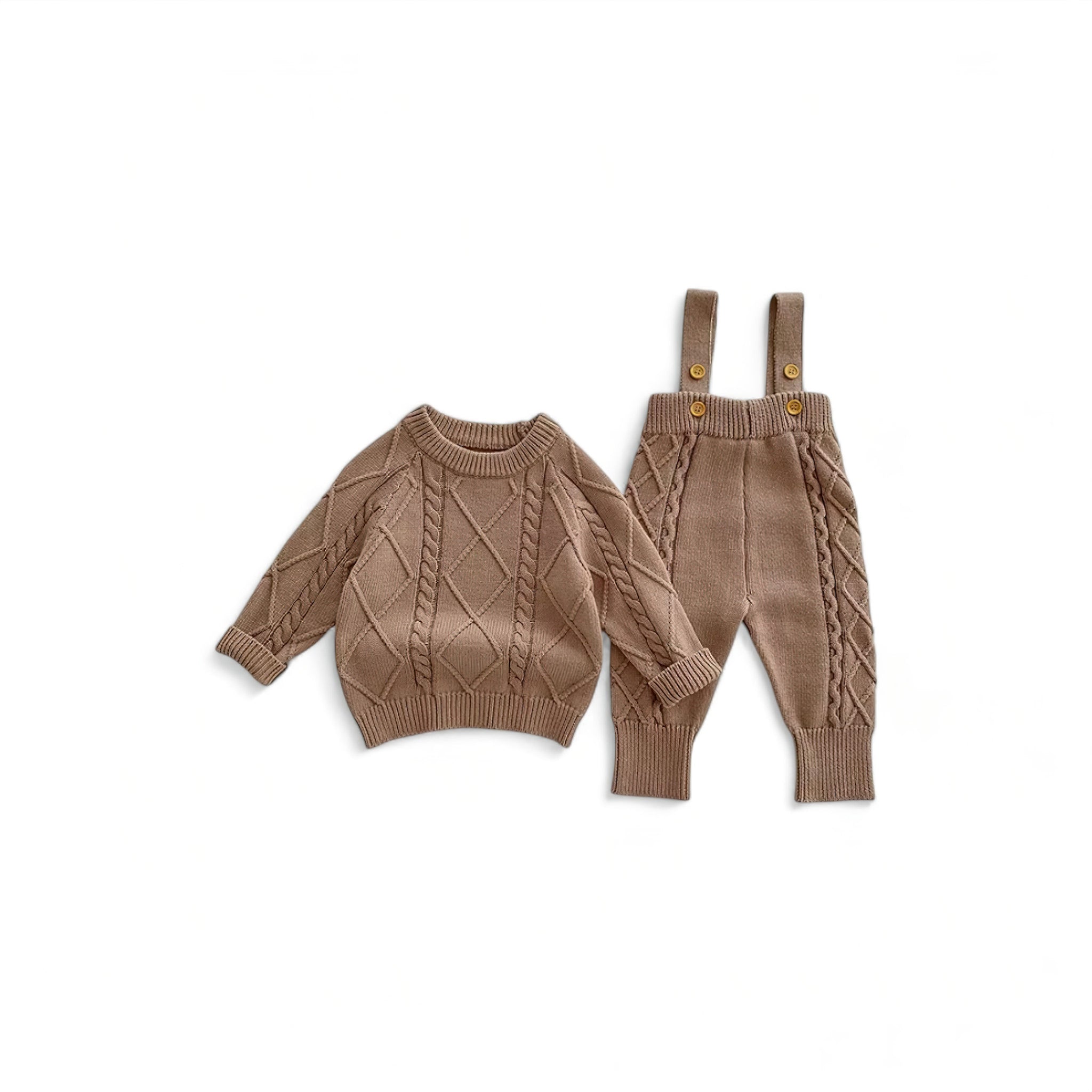 Lovely Knit Overalls Baby Boujee Khaki 0-3M 