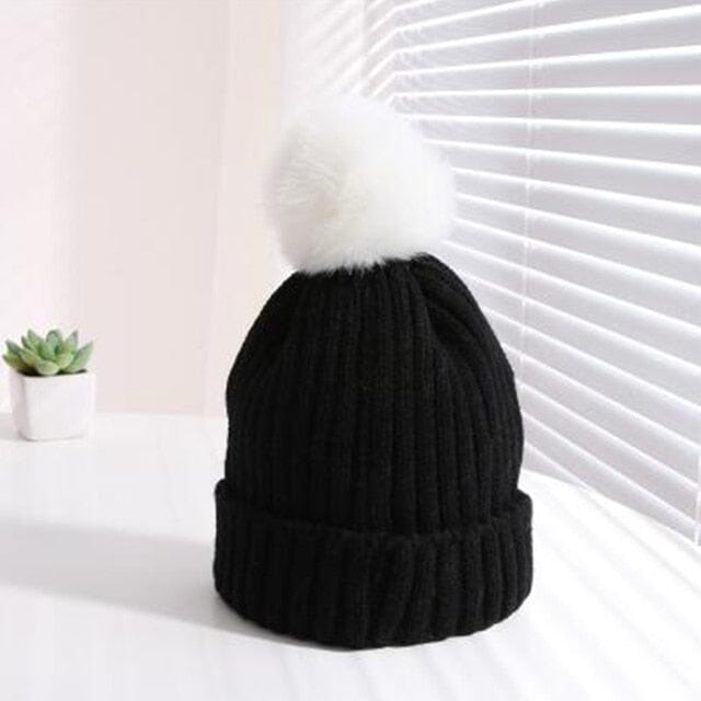 Prestige Pompom Beanie Accessories + Essentials Baby Boujee Black + White 