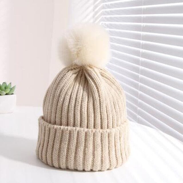 Prestige Pompom Beanie Accessories + Essentials Baby Boujee Latte 