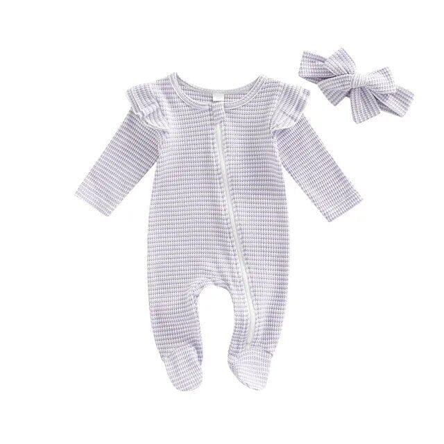 Newborn Girl's Long Sleeve Romper Girls Clothing Baby Boujee Purple 0-3M 