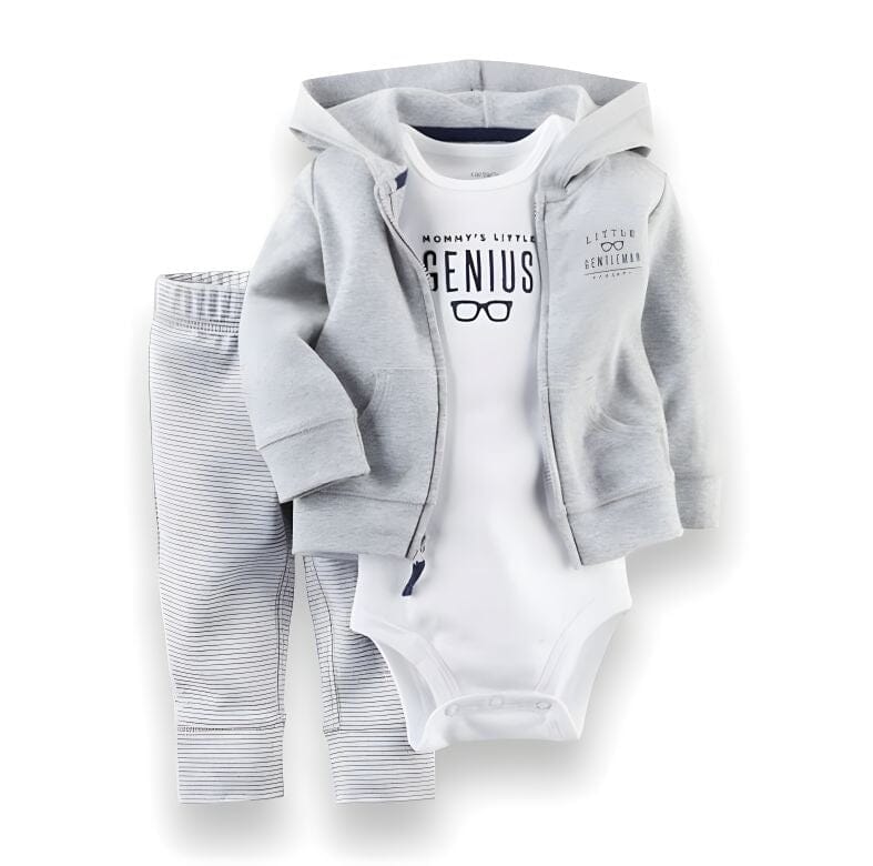 CherishMe Cozywear Romper Set Newborn + Infant Baby Boujee Grey + White 6M 