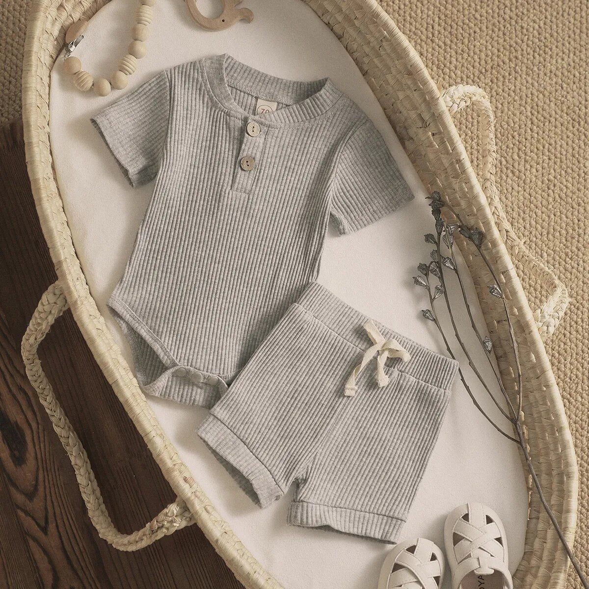 Infant Knit Romper Shorts Set