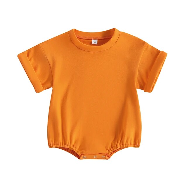 Summer Baby Solid Romper Unisex Clothing Baby Boujee Orange 6M 