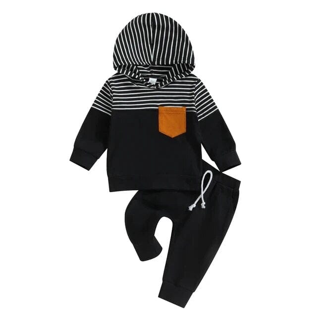 Stripey Little Explorer Set Boys Clothing Baby Boujee Black 0-6M 