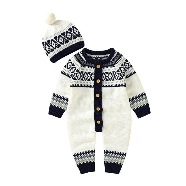 Cozy Winter Baby Romper Boys Clothing Baby Boujee White 6M 