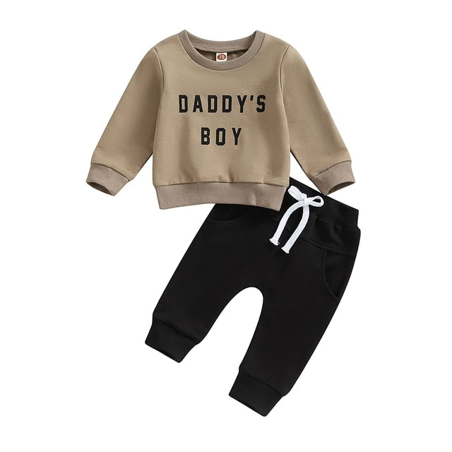 Daddy's Boy Lounge Set Boys Clothing Baby Boujee Sand + Black 6M 