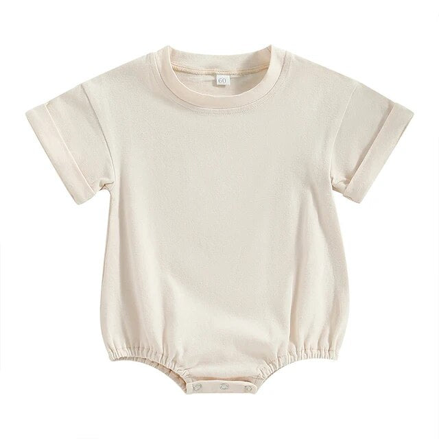 Summer Baby Solid Romper Unisex Clothing Baby Boujee Beige 6M 