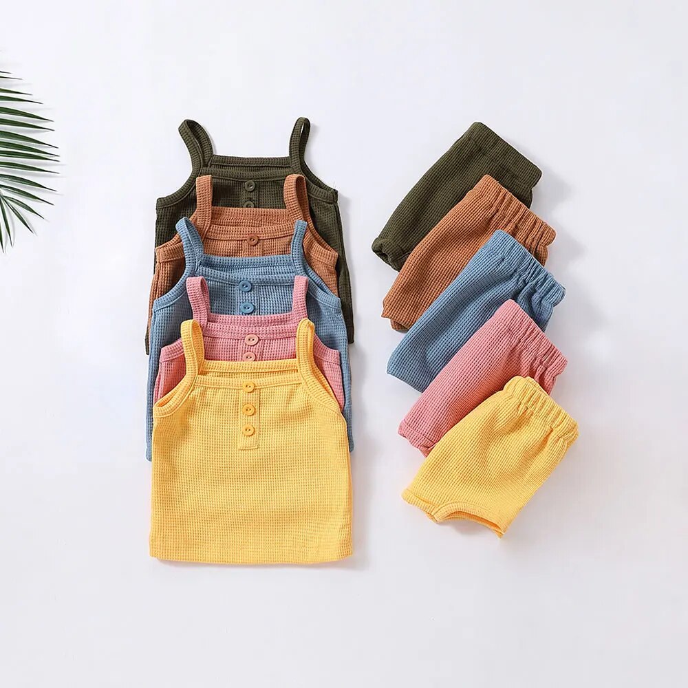 Summer Cotton Waffle Set Unisex Clothing Baby Boujee 