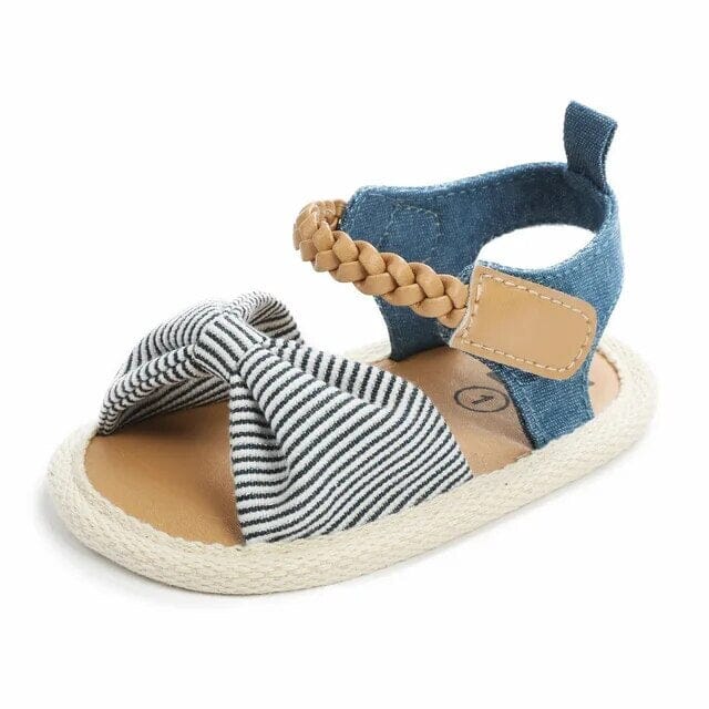 Butterfly Sandals Shoes + Socks Baby Boujee Nautical Stripe + Denim Blue 4.3" (11cm) 