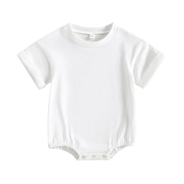 Summer Baby Solid Romper Unisex Clothing Baby Boujee White 6M 