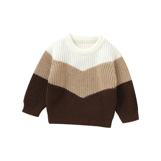 Cozy Patchwork Toddler Sweaters Unisex Clothing Baby Boujee Brown 6M 