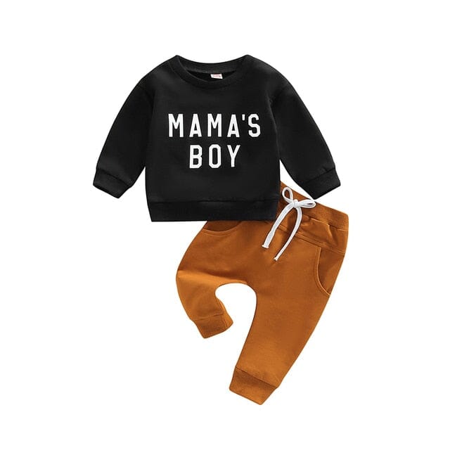 Mama's Boy Set Newborn + Infant Baby Boujee Black + Orange 6M 