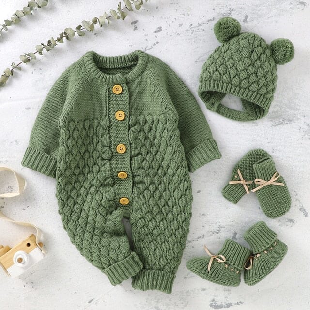 Knitty Knot Jumpsuit Baby Boujee Green 3M 