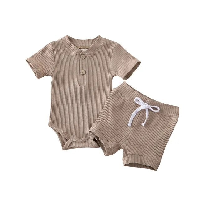 Infant Knit Romper Shorts Set