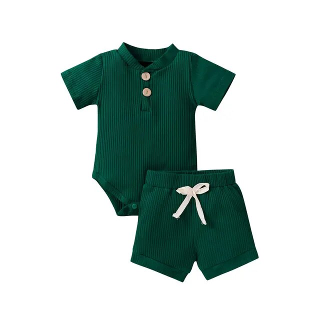 Infant Knit Romper Shorts Set