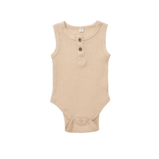 Newborn Sleeveless Knit Romper Newborn + Infant Baby Boujee Khaki 0-3M 