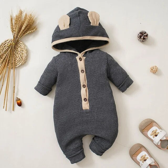 Late Autumn Hooded Baby Romper