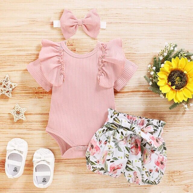 Luoyi Ruffle Romper Girls Clothing Baby Boujee Pink 3M 