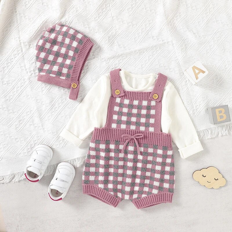 Plaid Knit Romper Set Unisex Clothing Baby Boujee 