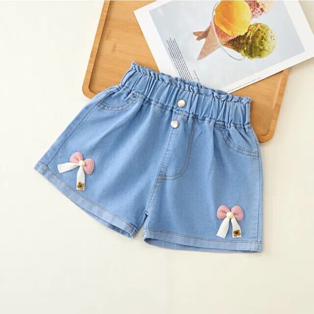 Bow Denim Shorts Girls Clothing Baby Boujee B 3T 