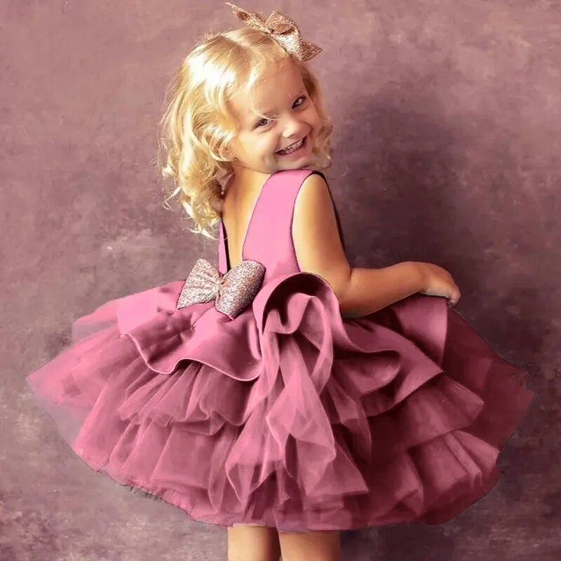 Big Bow Birthday Princess Dress Girls Clothing Baby Boujee 