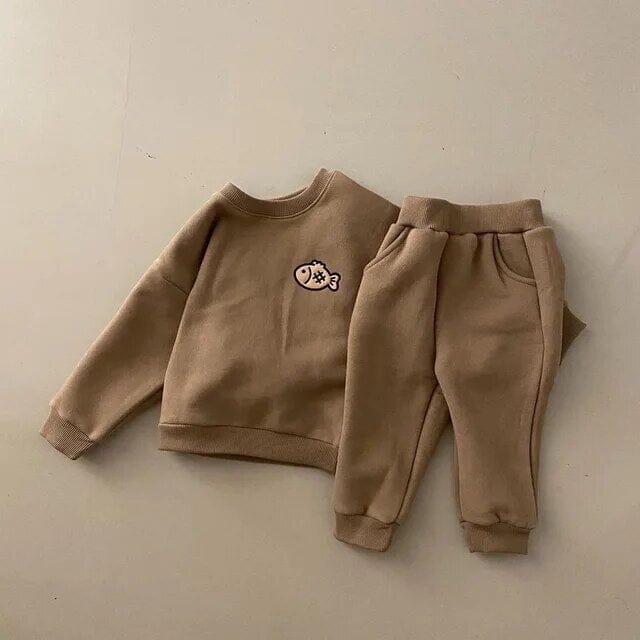 Korean Cotton Kids Tracksuit Unisex Clothing Baby Boujee Coffee 6-12M 