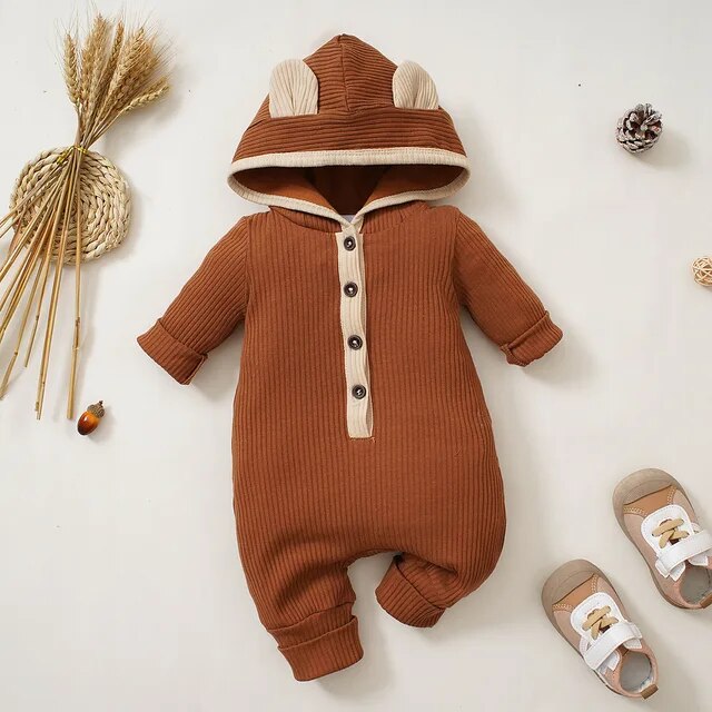 Late Autumn Hooded Baby Romper Unisex Clothing Baby Boujee 