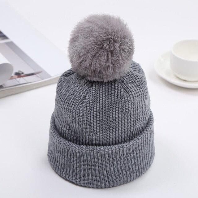 Prestige Pompom Beanie Accessories + Essentials Baby Boujee Grey 