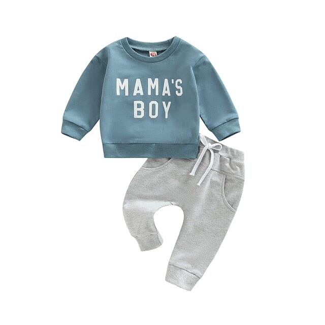 Mama's Boy Set Newborn + Infant Baby Boujee Blue + Grey 6M 