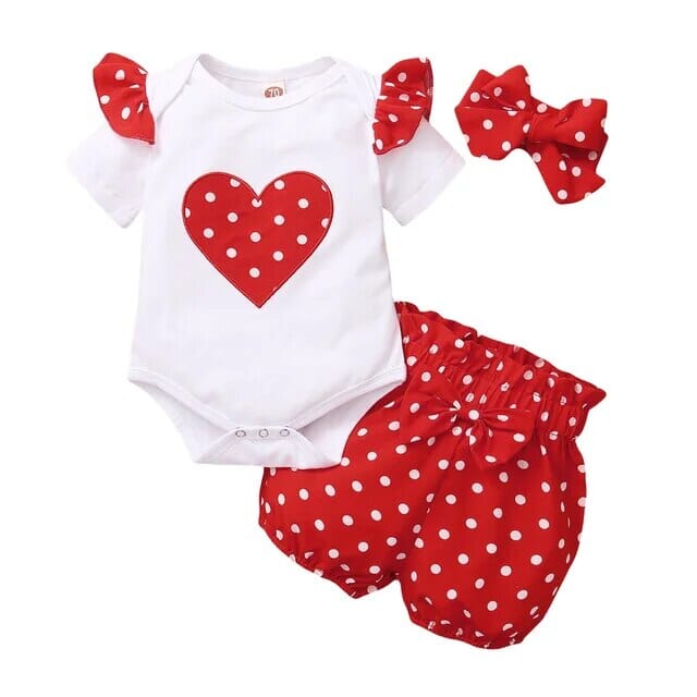 Polka Princess Ensemble Girls Clothing Baby Boujee Red + White 3M 