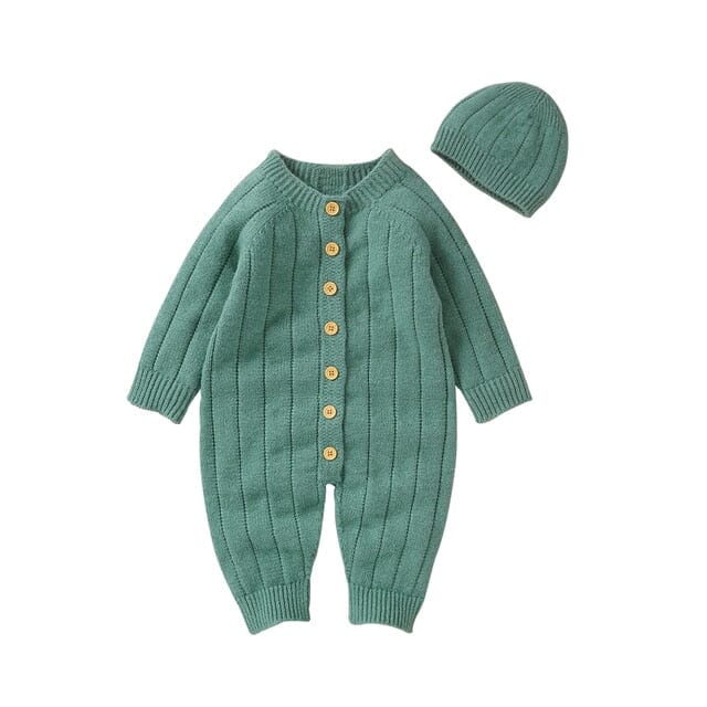 Beloved Bliss Wool Jumpsuit + Hat Newborn + Infant USAdrop Green 0-3M 