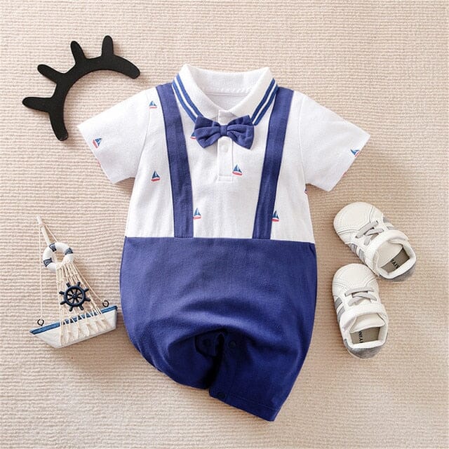 Suspender Romper Newborn + Infant Baby Boujee Blue 0-3M 