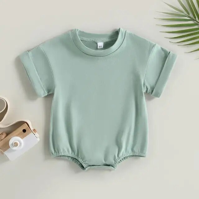 Oversized Bubble Romper Unisex Clothing Baby Boujee Green 3M 