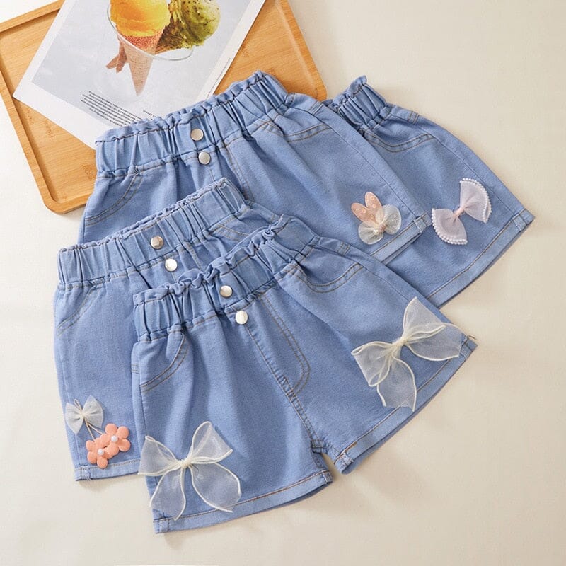 Bow Denim Shorts Girls Clothing Baby Boujee 